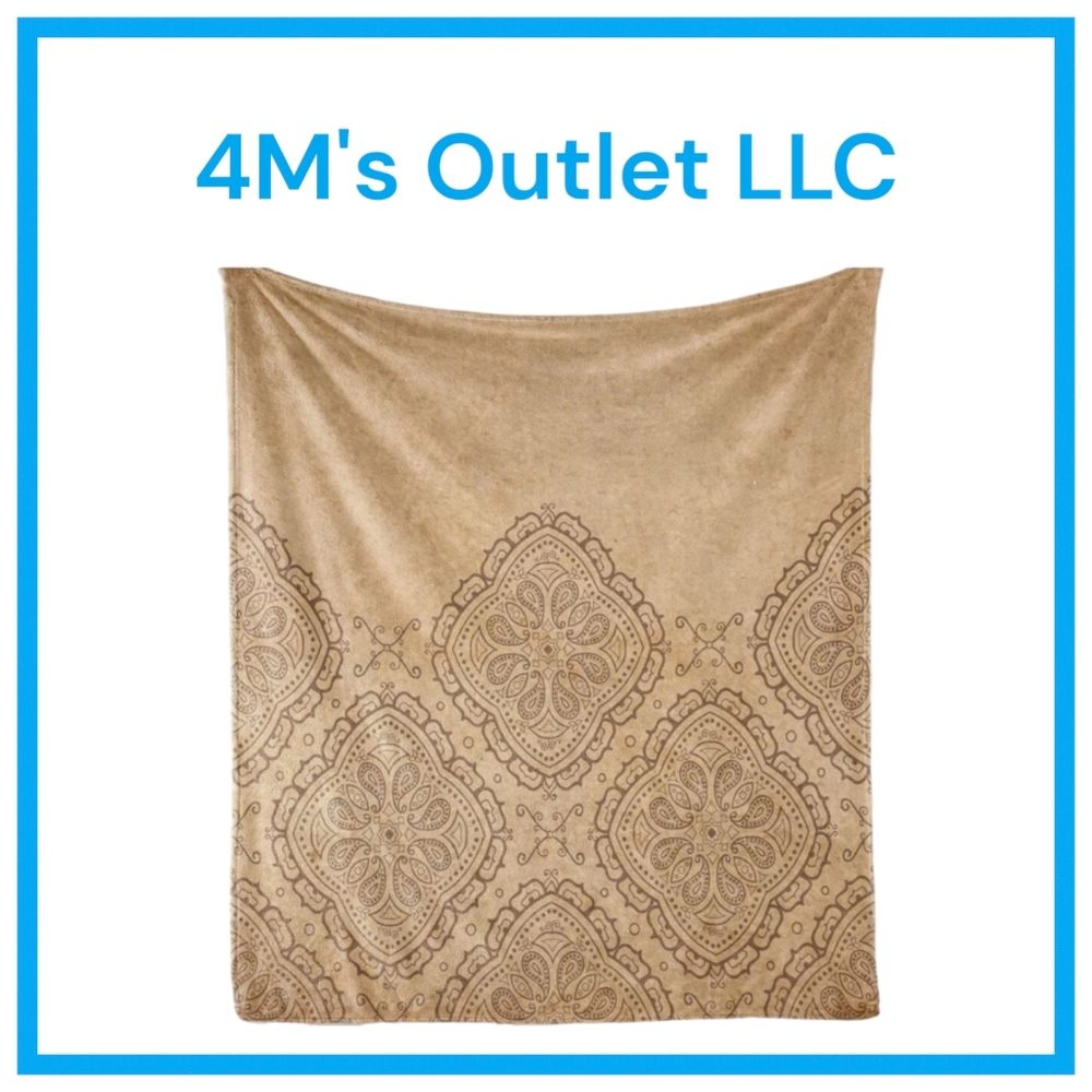 Ambesonne Brown Mandala Throw Blanket, Diamond Shape Continuous Pattern of Orien